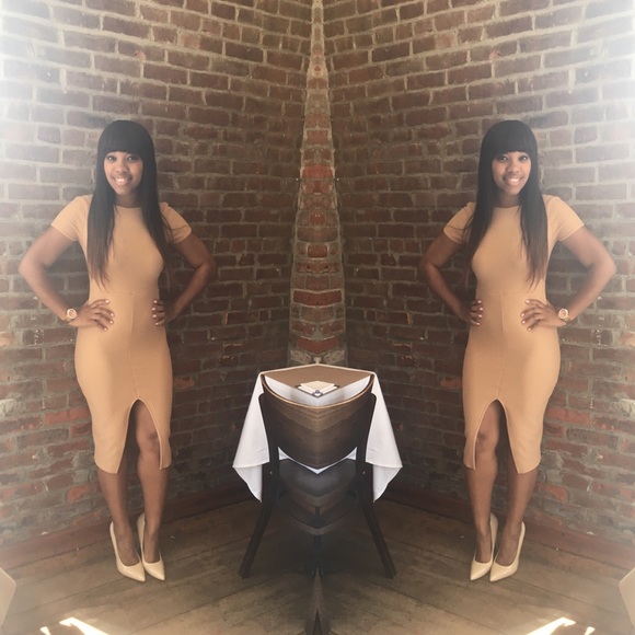 Boohoo Dresses & Skirts - Nude fitted Midi dress